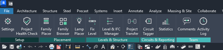 Tab-ul ElecTriX în ribbon-ul Revit